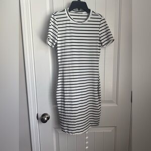 SHEIN Black and White Striped Midi Dress
